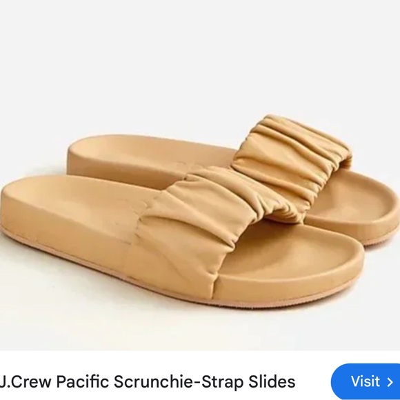 J Crew NOT Factory 9.5 EUC Sand / Tan Slides Leather with Synthetic Sole worn 1x - Picture 2 of 8